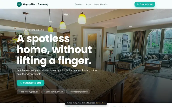 Crystal Fern Cleaning website design